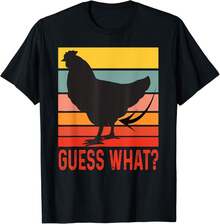 Funny Chicken Butt,  What?Retro Vintage Chicken Gift Unisex T-Shirt - 黑色 - 查看 6