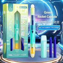 1組可熱擦拭鋼筆，人體工學矯正姿勢筆，0.38mm細筆尖，可替換水晶藍色筆，適合學生手寫練習、學校開學季 - 多款可選 - 查看 10