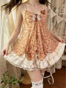 Retro Cute Lolita Dress Women Japanese Sweet Lace Bow Ruffle Cake Dresses Harajuku Y2k Slim Bandage Summer 2026 Kawaii Elegant Party Wear - 4433 黑色 - 查看 4