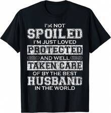 I3;M Not Spoiled I3;M Just Loved Protected By The Best Husband Gift Unisex T-Shirt - 黑色 - 查看 1