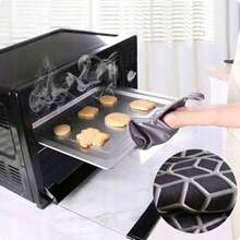 OVEN GLOVE, POT MAT, 2 IN 1 COTTON SILICONE - Black - View 6