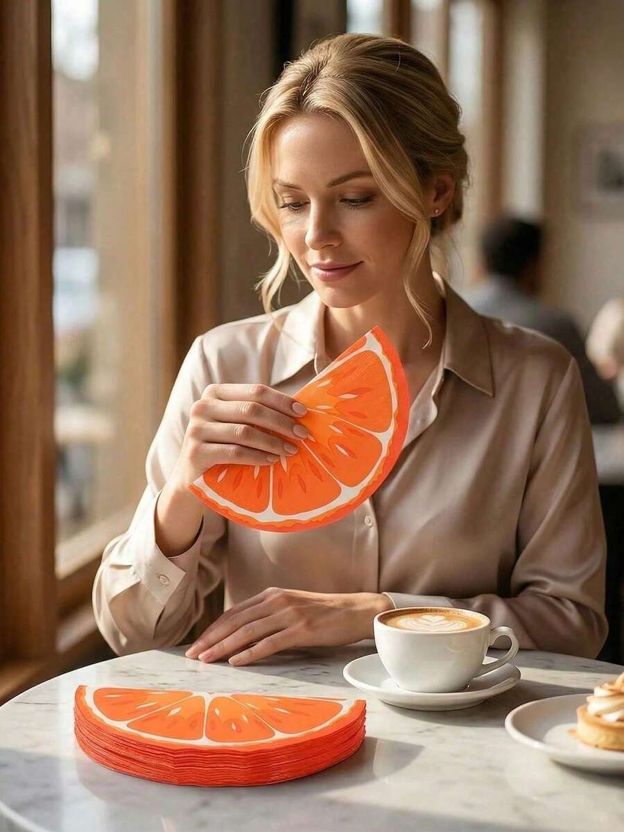 40/20/10/1pc Orange Shaped Hawaiian Napkins, Orange Pattern Tissues, Suitable For Outdoor Wedding Table Decor, Engagement Party, Personalized Wedding Napkins, Home And Hotel. Drink And Dessert Napkins For Wedding Table Decoration - Multicolor - View 1