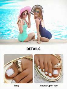 planare New Women's Summer Gold Flat Sandals, Fashionable Casual Vacation Style Strap Open Toe Slip-On, Comfortable Non-Slip, Suitable For Daily Commute, Home, Outdoor In Summer, Comfortable Beach Sandals, Ladies Flip Flops - Gold - View 10