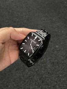 商務不鏽鋼手錶錶帶，兼容 ，適用於 42mm、38mm、40mm、41mm、44mm、45mm、46mm、49mm 及其他尺寸。時尚智慧手錶替換錶帶，適用於 Ultra2、Ultra、SE2、SE、11、10、9、8、7、6、5、4、3、2、1 系列，男女皆宜，學生返校理想禮物。 - 黑色 - 查看 4