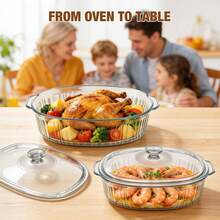 EZIFY 1Pc Oval Heat Resistant Glass Baking Dish With Lid, Available In 61oz & 95oz Sizes, Deep Clear Casserole Pan, Multipurpose Bakeware For Daily Cooking/Holiday Food Preparation - View 10