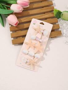 1 Set Cute Ocean Elements Hair Clips, Sweet Girl's Starfish Shell Pearl Decor Hair Clips, Suitable For Daily, Beach, Vacation, Side Bangs Clips, Exquisite Hair Accessories - Multicolor - View 12