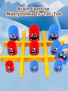 Juego de Apilar Tic Tac Toe, Juego de Mesa Interactivo para 2 Jugadores con Piezas de Personajes Divertidos, Juego de Estrategia Clásico Familiar para Niños & Adultos, Juego Educativo de Ceros y Cruces para Noche Familiar & Fiesta - Multicolor - Ver 9