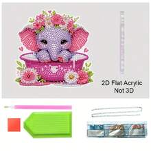 2D Flat, Charming Floral Rhinestone Art Pendant, DIY Diamond Painting Kit, Round Acrylic Rhinestone, Animal Theme, Mosaic Handicraft, Suitable For Garden, Window, Porch, Wall, Room, Study, Home Decor, Diamond Art Craft Set, Home Wall Decor And Gift, 2D Flat - A - View 7