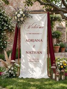 Custom Wedding Welcome Sign, Wedding Fabric Welcome Banner, Personalized Bridal Shower Name Sign, Wedding Decoration Fabric Sign, Personalized Party Banner Decor, Multiple Fabric Options - Multicolor - View 2