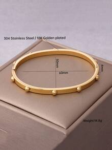 1pc 304 Stainless Steel Gold Color Bracelet, Elegant & Fashionable, Non-Fading, Minimalist Design, Suitable As Gift For Women - Spherical Bracelet - View 11