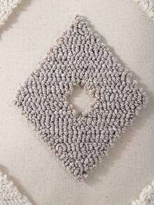Miater 1個/2個裝 簇絨刺繡帆布幾何圖案字母葉子抱枕套，客廳臥室家居裝飾沙發靠墊套，節日禮物 - 綠色 - 查看 3