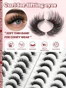 MAANGE 20 Pairs Fox Fairy Clear Band False Eyelashes, 2 Styles Long Curly Cat Eye Fluffy Strip Lashes, Lightweight Invisible Eyelash Band, Soft Faux Mink Lashes, Natural Dense Growth, Almond Eye Charming Eyelashes, Suitable For Women Travel, Party, Work Use - Black - View 10