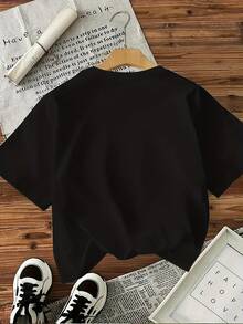 Christmas T-Shirt For Boys - Short-Sleeved Christmas-Themed T-Shirt For Boys - Modern Print Of Cars And Christmas Trees - Perfect For Everyday Wear And Outdoor Activities - 黑色 - 查看 2