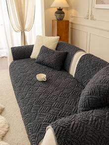 1 chiếc vỏ đệm sofa ấm áp dùng được cả bốn mùa, kiểu dáng hiện đại tối giản, chống trượt, dày dặn, chống bụi, có thể giặt được, mềm mại và không phai màu, thân thiện với thú cưng, phù hợp với sofa hình chữ L và sofa 1/2/3/4 chỗ ngồi trong phòng ngủ, văn phòng, phòng khách. - Màu xám đen - Xem 7