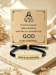 suteyi Inspirational Handwoven Rope Bracelet: "God Controls Everything" - Faith-Inspired Gift | Inspirational Gift - Multicolor - View 1
