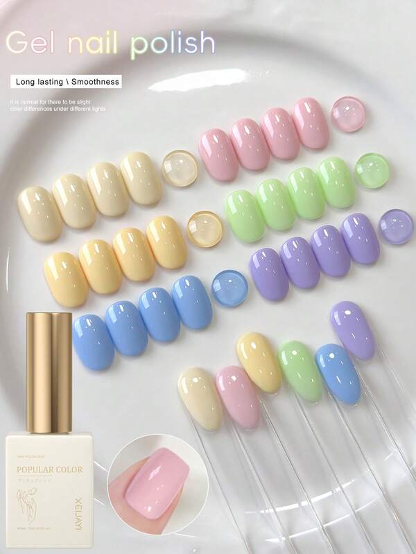 XEIJAYI 6件組/套 15ml 彩色系列凝膠指甲油 - 持久光澤、高飽和度亮面、堅固耐用凝膠指甲油，適用於美甲沙龍DIY，女性禮物