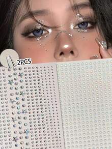 1/2pcs Set Minimalist 3D Shiny Rhinestone Face Decor Small Particle Diamond Laser Glitter Five-Pointed Star Rhinestones, Y2K Holiday Party Daily Decor DIY Face Decor Music Festival Makeup Party Ball Suitable For Hair, Eyes, Face, Body Decor Diamond - Multicolor - View 10