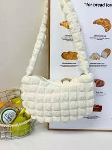 1pc Solid Color Soft Puffy Quilted Underarm Bag, Ruched Cloud Shoulder Bag, Lightweight Nylon Versatile Small Bag, Suitable For Girls/Students/Young People, Ideal For Daily/Outing/Date/Shopping! - Fy-6005 - View 17