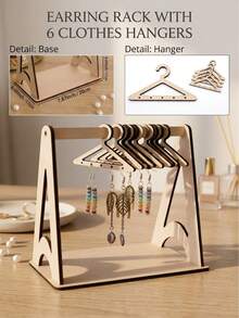 1pc Earring Organizer Holder With 6 Mini Clothes Hangers, Cute Wardrobe Style Earring Display Rack - Shelf - View 2