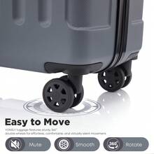 YONSLY 16 Inch Suitcase With Detachable Wheels 360° Combination Lock Double Zipper Soft Rubber Handle Trolley Travel Suitcase For Vacation - 深灰色 - 查看 5