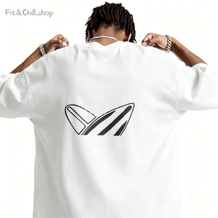 Men's T-Shirt Abstract Geometric Shape Design Pattern Comfortable And Versatile Outdoor Casual Short Sleeve - White - View 1