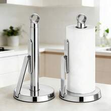 VITSCAN Heavy-Duty Stainless Steel Paper Towel Holder With Tension Arm – Easy One-Handed Tear, Modern Standing Countertop Dispenser For Kitchen, Holds All Paper Towel Rolls - Silver - View 8