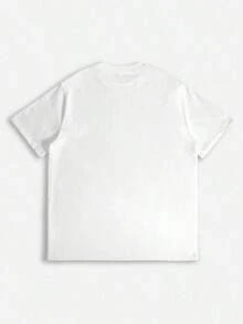 Handwritten Lettering Print. Casual Basic T-Shirt With Crew Neck. - 白色 - 查看 4