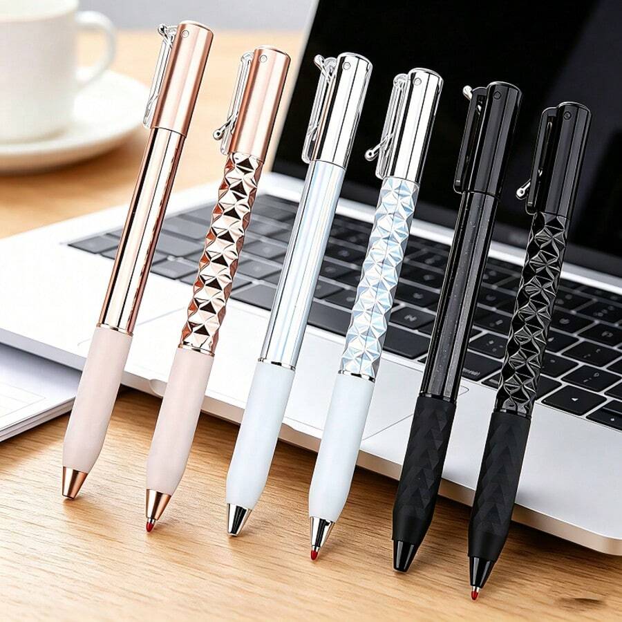 0.5mm Simple Push-Button Transformable Ballpoint Pen, Business Office Supplies, Geometric Fidget Pen, Back To School - Round - View 1