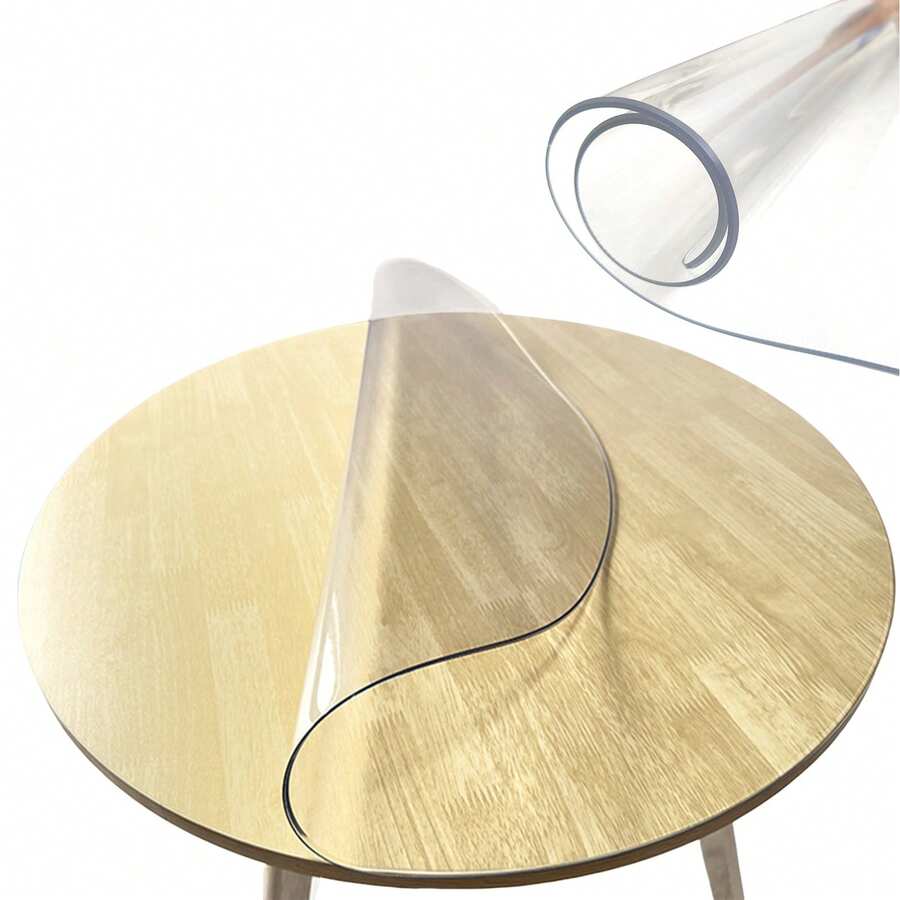 2mm Thick Clear Transparent Vinyl PVC Round Tablecloth Table Protector Cover - Transparent - View 1