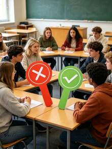 1/5/10pcs Classroom Response Handheld Paddle, Double-Sided PVC Correct & Incorrect/Up/Down/GO/STOP/YES/NO Answer Indicator - Educational Teaching Tool For Student Engagement And Feedback (1 Design, Red On One Side, Green On The Other) Back To School - View 3