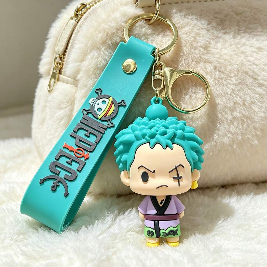 Miniso One Piece Anime Figure Key Chain, Roronoa Zoro Back To School Season Keychain Hanging Decoration For Schoolbag, Tote Bag, Daily Key Accessories - Style 1 - View 1