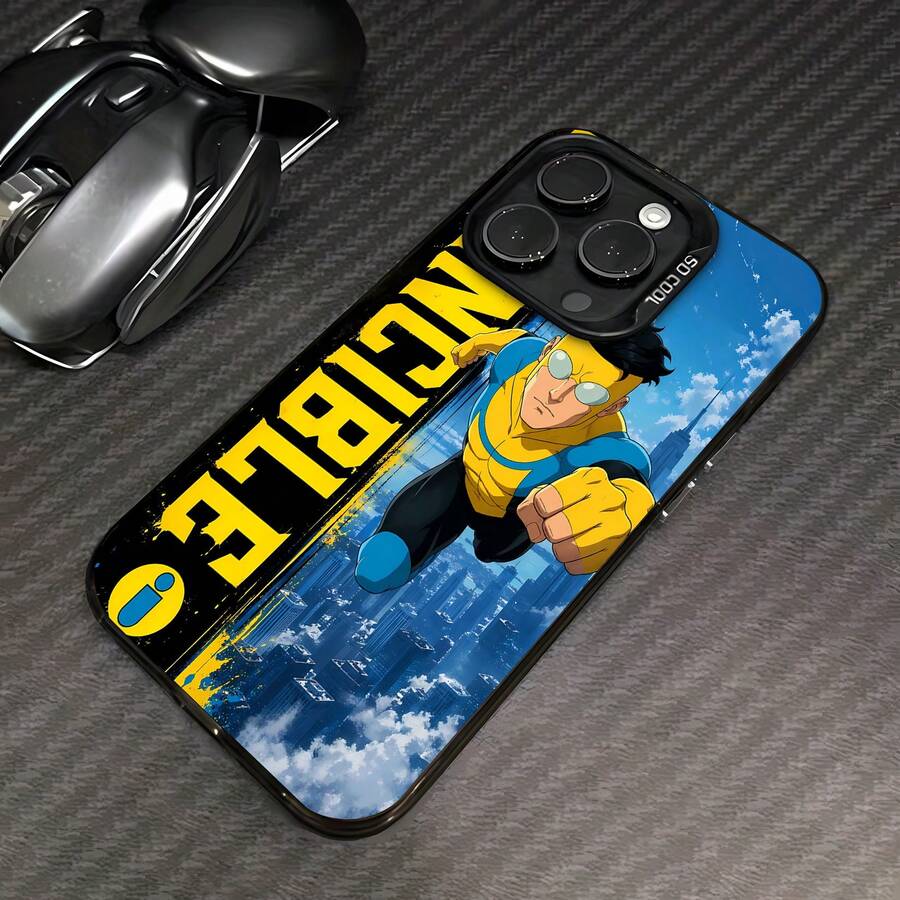 Vuelo de superhéroe amarillo azul invenciblefunda de teléfono Fundas compatibles con ,Apple,VIVO,OPPO,,, y Honor.Fabricadas en silicona TPU,ofrecen protección contra golpes y caídas.regalos para mamá - Negro - Ver 1