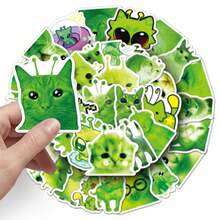 50Pcs Alien Cat Stickers, Funny Green Exotic Kitten Vinyl Decals, Waterproof Meme Creature Art, Perfect For Journals, Laptops, Water Bottles, Scrapbooks - 7*6*1 - View 2