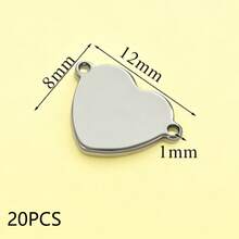 20 Pcs Double‑Hole Heart Connector Charms, 304 Stainless Steel 18K Gold Plated / Heart Tags, DIY Accessories For Necklace & Bracelet Making - Double Hanging Connector - View 8