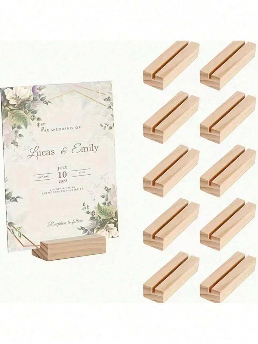 1-25pcs Wooden Acrylic Sign Holders, Table Number Card Holders, Card, Postcard, Business Card Display Stands, Suitable For Weddings, Engagements, Bachelor Parties, Birthdays, Proms, Hotels, New Year - Multicolor - View 1