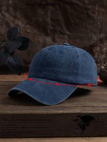 2pcs Unisex Solid Color Adjustable Washed Baseball Cap, Casual Outdoor Fashion - Navy Blue + Gray - View 4