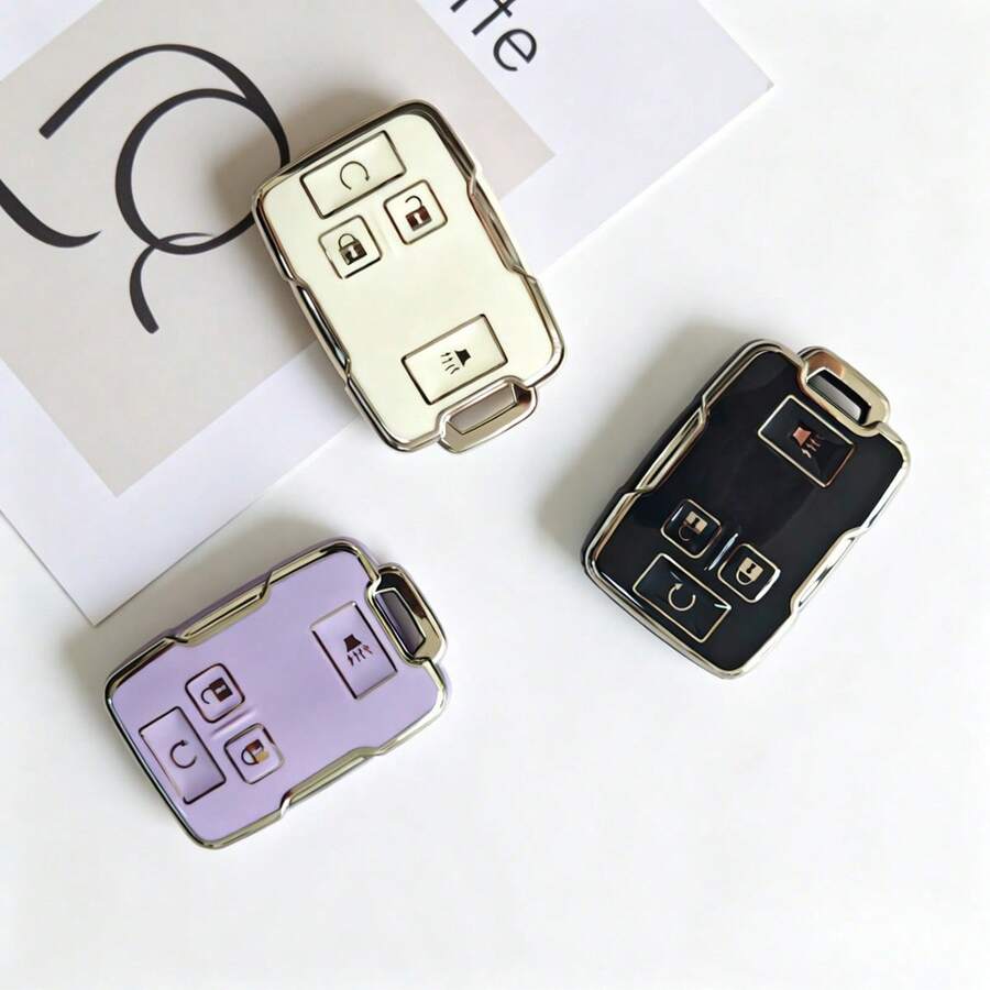1 chiếc vỏ bọc chìa khóa thông minh cho ô tô, giá đỡ chìa khóa chuyên dụng với 4 nút bấm, chất liệu TPU, phù hợp với các dòng xe Chevrolet, GMC, Sierra, Canyon. - Vỏ bảo vệ - Xem 1