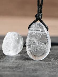 Yumfeel Natural Transparent Crystal Pendant Necklace Unisex - Asymmetrical Water Drop Pendant, Hand Woven. Bohemian Summer Beach Style. Suitable For Daily Wear. Perfect Gift - White - View 6