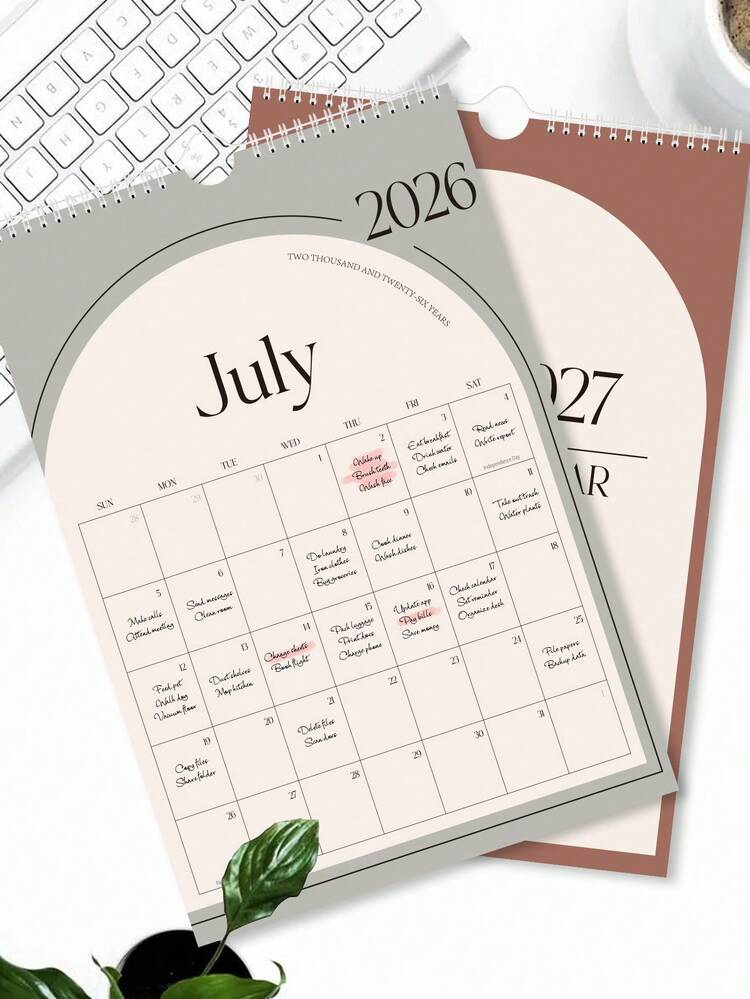 Trees 2026-2027 A3 Large Size Bi-Yearly Calendar, From January 2026 To December 2027, Minimalist Design Suitable For Home, Office And Back To School Supplies - Multicolor - View 2