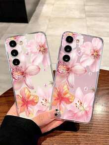 1 Piece Soft Phone Case With White Lily Flower And Butterfly, Compatible With Huawei Honor, , Galaxy A04e/12/A13/A14/A34/A50/A52/A53/A54/S21/S22/S23/S24/S25/S25Ultra, 6A/7A/8A, 12T/13T, International Version, Not Domestic Version, Spring Gift - 透明 9 - 查看 2