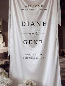 Customized Wedding Welcome Sign, Wedding Fabric Welcome Banner, Modern Minimalist Bohemian Style, Personalized Bride Party Name Sign, Wedding Decoration, Personalized Party Decor, 3 Fabric Options, Fabric Sign, Creative Gift - Multicolor - View 2