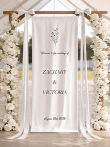 Customized Wedding Welcome Sign, Wedding Fabric Welcome Banner, Modern Wedding Welcome Banner, Customized Fabric Wedding Banner, Boho Wedding, Bridal Shower Sign, Personalized Name Wedding Sign, Minimalist Welcome Sign, Fabric Welcome Banner, Wedding Decor, Customized Fabric Wedding Sign, Personalized Party Decor, Minimalist Sign, Fabric Sign, Wedding Welcome Sign, 3 Fabric Options For Banner, Personalized Party Decor, Minimalist Sign, Fabric Sign, Wedding Welcome Sign - Multicolor - View 3