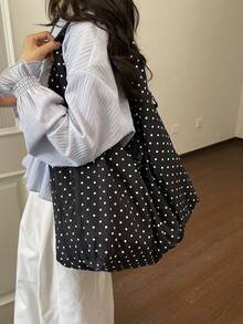 2026 Summer New Black Polka Dot Fashion High-End Large Capacity Multi-Pocket Multi-Compartment Shoulder Underarm Tote Bag - Black - View 3