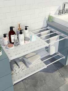Adjustable Storage Rack - Expandable Storage Shelf, Drill-Free Floating Shelf, Home Storage Accessory, Closet Storage, Suitable For Closet, Bathroom And Kitchen, No Drilling Required, Easy Installation, Includes Adhesive Backing, Multi-Functional Partition System (Product May Have Slight Differences Due To Batch Issues, We Hope For Your Understanding) - Multicolor - View 3