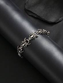 1 pieza Pulsera de cadena de araña estilo gótico minimalista de moda para hombres - Plateado - Ver 6