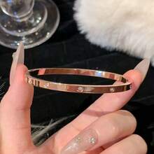 1 pieza Pulsera de acero inoxidable con diamantes de imitación de triple hilera que no se decoloran, diseño exclusivo, elegante y versátil con un toque de lujo. - Tres filas de pulseras estrelladas - Ver 5