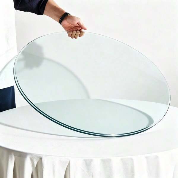 Separate runde Tischplatte aus vorgespanntem Glas – Durchmesser 61 cm, Stärke 0,6 cm, langlebig und platzsparend. Ohne Montageaufwand. Geeignet für Küche, Wohnzimmer, Essbereich und vieles mehr.