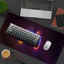 1pc Oversized Extended Neon Game Controller Illustration Mouse Pad, With Non-Slip Rubber Base, Washable Stitched Edges, Suitable For Gaming Setup And Home Office, Ideal Gift For Esports Enthusiasts, Gamers And Design Lovers - View 4