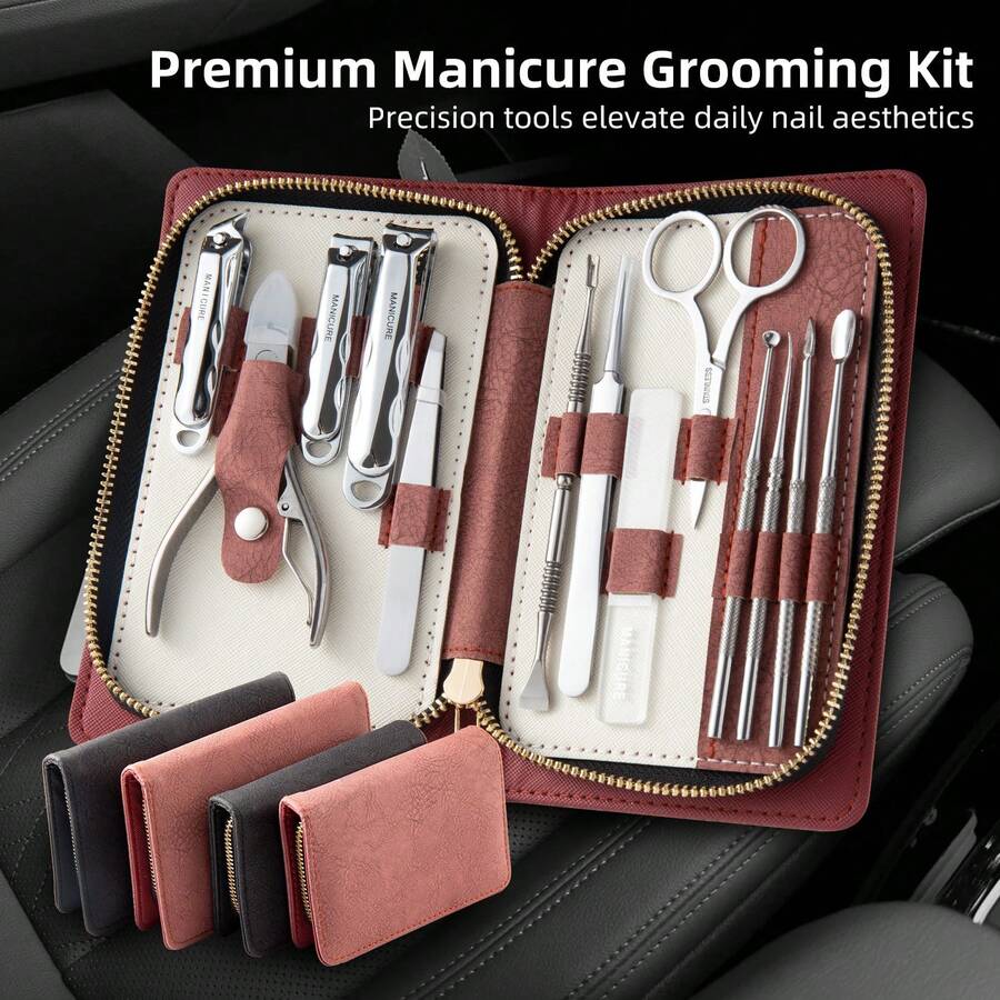 7/8/10/13 pièces Set de coupe-ongles en acier inoxydable, ciseaux à ongles, lime à ongles, kit complet de manucure et pédicure - Multicolore - Voir 1