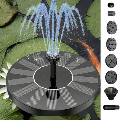 Bomba de fuente solar, modelo actualizado con 8 boquillas, fuente solar para baño de pájaros adecuada para estanque, jardín, baño de pájaros, acuario, bomba de agua solar exterior independiente con fuente flotante